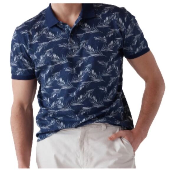 Rodd and Gunn. Blue Leaf Pattern Hawaiian Polo Shirt. Size is Sports Fit Sz 3XL - Picture 1 of 16